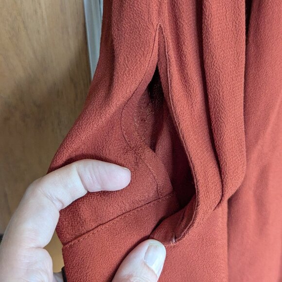 Madewell Heather Long Sleeve Button-down Dress, Rust Red, Size Large - Picture 6 of 13